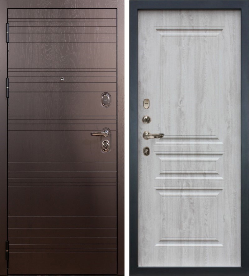 Изображение товара Входная дверь Lex Легион ясень шоколад внутренняя панель № 110 левый 205x96см сосна белая/ясень шоколад