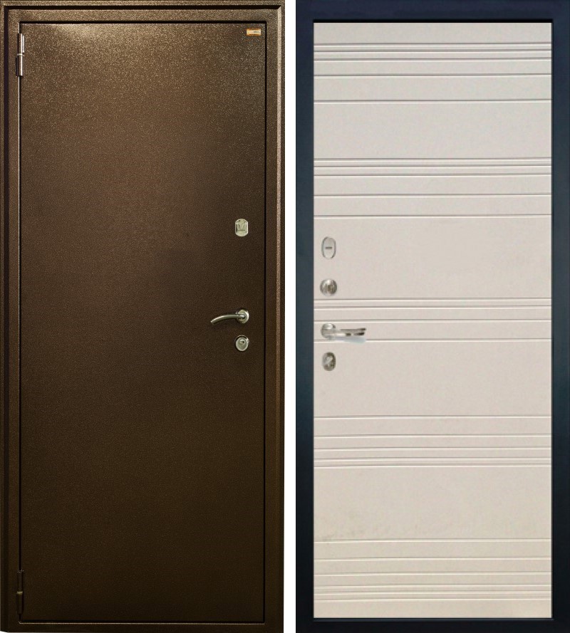 Изображение товара Входная дверь Lex 1А внутренняя панель № 63 левый 205x88см дуб фактурный крем/антик медь