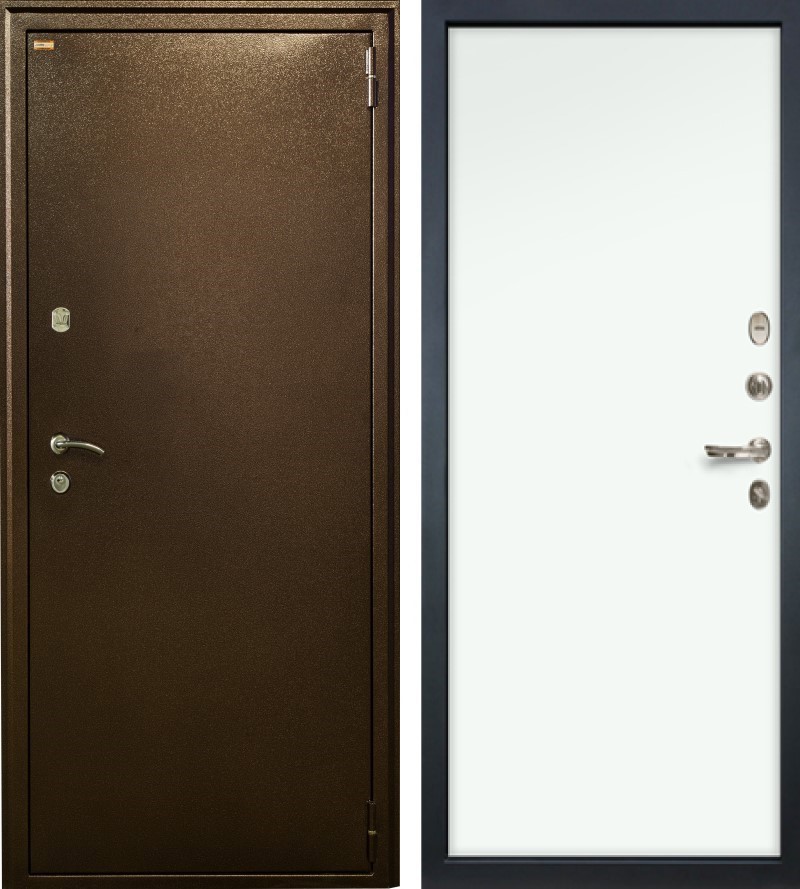 Изображение товара Входная дверь Lex 1А внутренняя панель № 59 правый 205x96см белый/антик медь