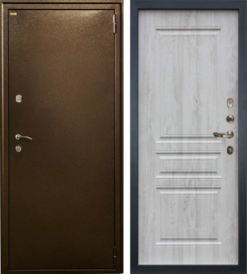 Изображение товара Входная дверь Lex 1А внутренняя панель № 110 правый 205x96см сосна белая/антик медь