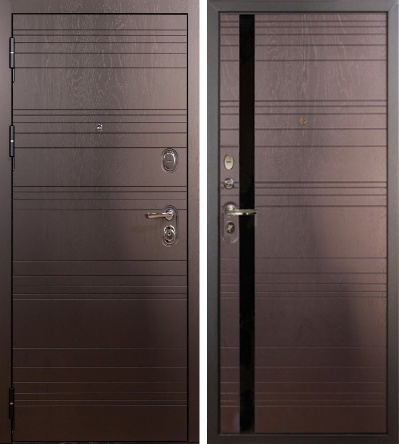 Изображение товара Входная дверь Lex Legion ясень шоколад с броненакладкой и двумя замками