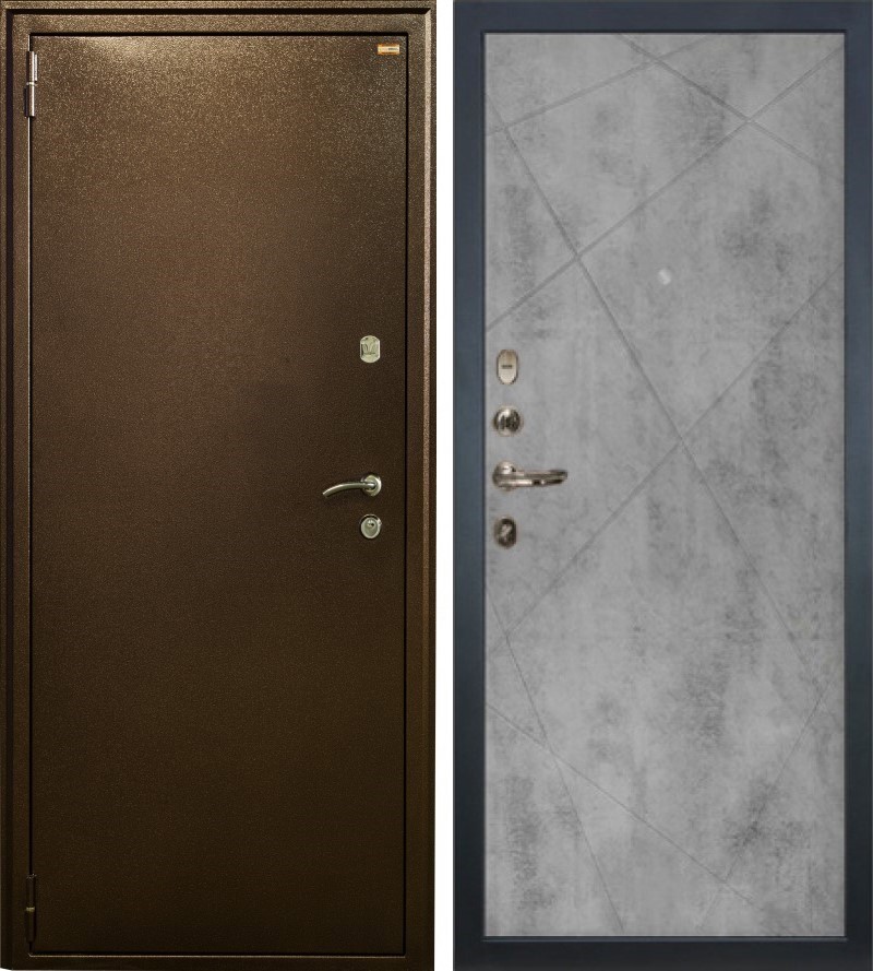 Изображение товара Входная дверь Lex 1А внутренняя панель № 104 для квартиры серый и медь