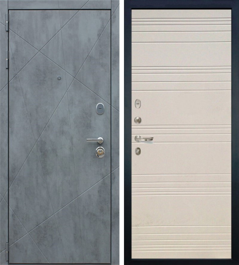 Изображение товара Входная дверь Lex Соната № 28 внутренняя панель № 63 левый 205x96см дуб фактурный крем/бетон серый