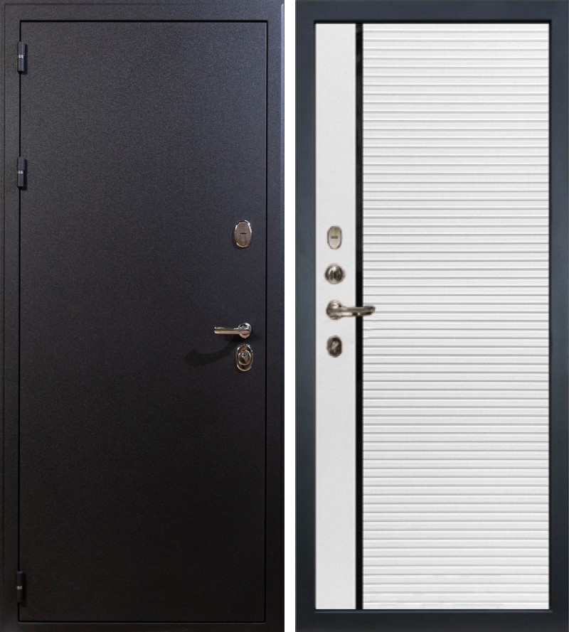 Изображение товара Входная дверь Lex Рим внутренняя панель № 114 левый 205x96см белая шагрень/черный шёлк