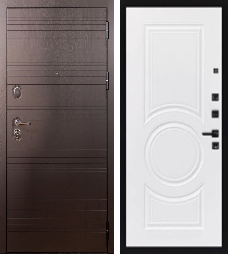 Изображение товара Входная дверь Lex Легион ясень шоколад внутренняя панель № 125 правый 205x88см белая шагрень/ясень шоколад