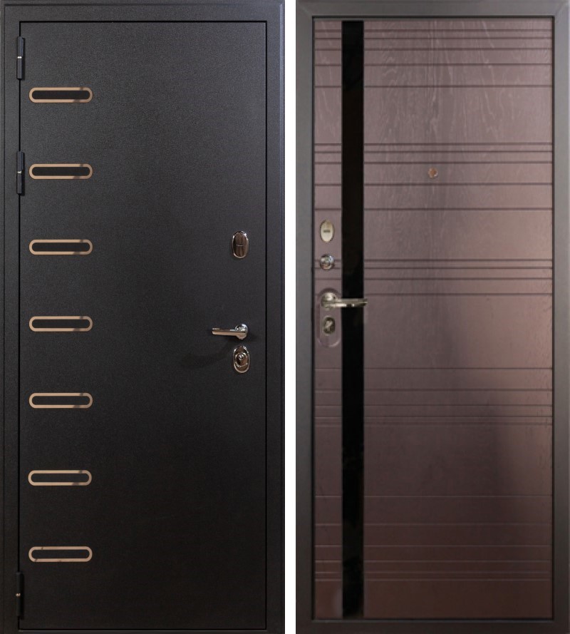 Изображение товара Входная дверь Lex Витязь Левый 205x96 см шёлк черный/ясень шоколад