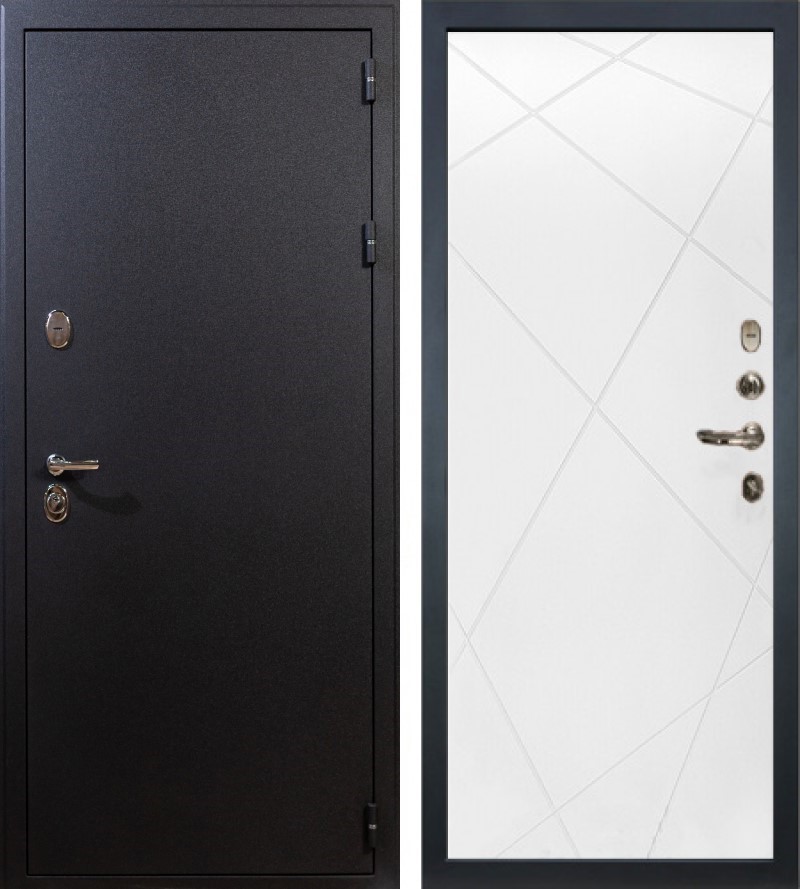Изображение товара Входная дверь Lex Рим внутренняя панель № 103 правый 205x96см белая шагрень/черный шёлк