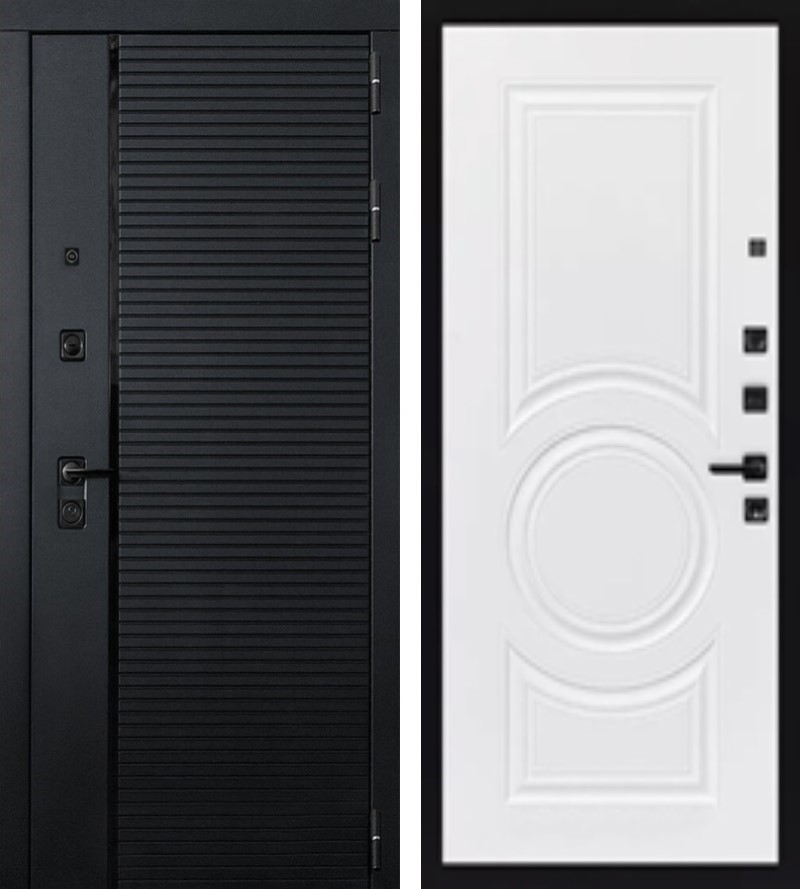 Изображение товара Входная дверь Lex Гранд Роял 205x88 см правый белая шагрень черный кварц