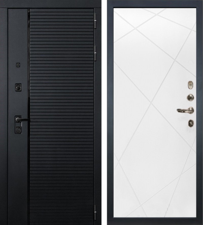 Изображение товара Входная дверь Lex Гранд Роял внутренняя панель № 103 правый 205x96см белая шагрень/чёрный кварц