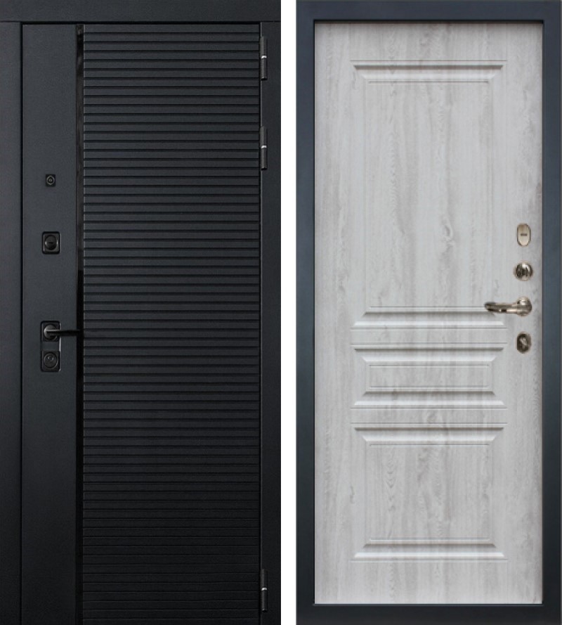 Изображение товара Входная дверь Lex Гранд Роял внутренняя панель № 110 правый 205x96см сосна белая/чёрный кварц