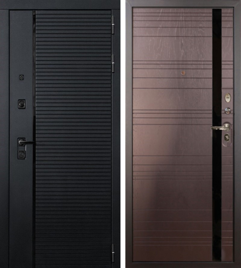 Изображение товара Входная дверь Lex Гранд Роял внутренняя панель № 31 правый 205x96см ясень шоколад/чёрный кварц