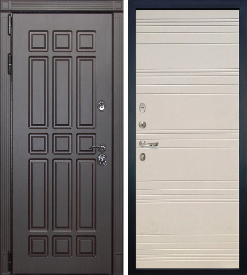 Изображение товара Входная дверь Lex Губернатор внутренняя панель №63 левый 205x96см дуб фактурный крем/венге