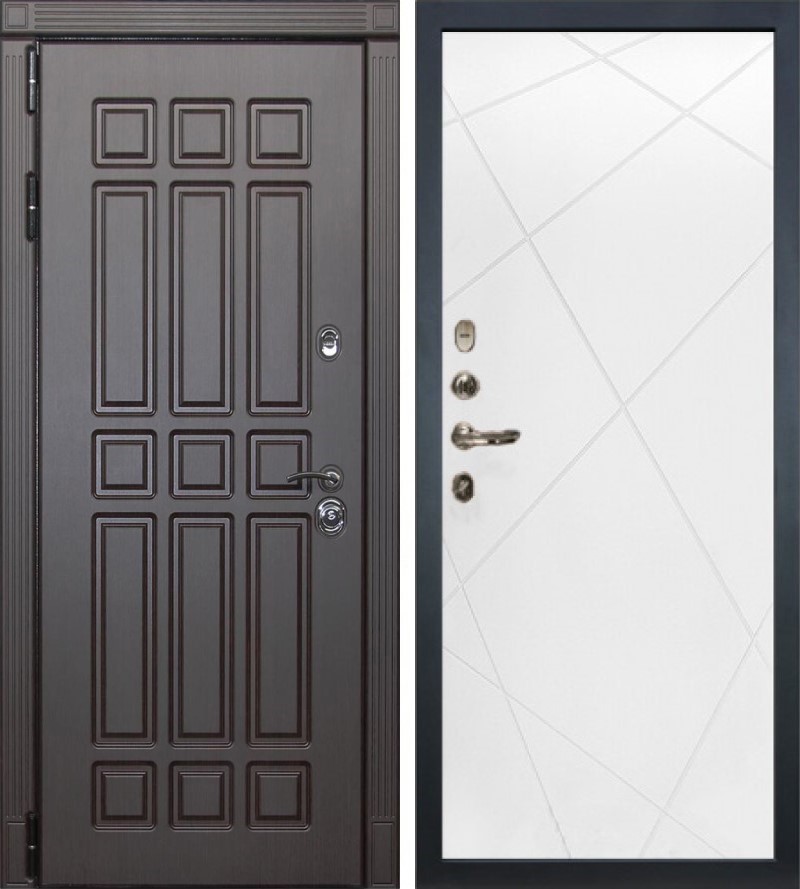 Изображение товара Входная дверь Lex Губернатор внутренняя панель №103 левый 205x96см шагрень белая/венге