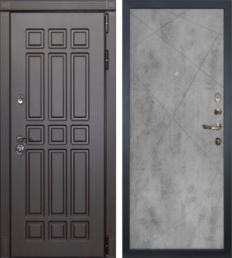 Изображение товара Входная дверь Lex Губернатор внутренняя панель №104 правый 205x96см бетон серый/венге