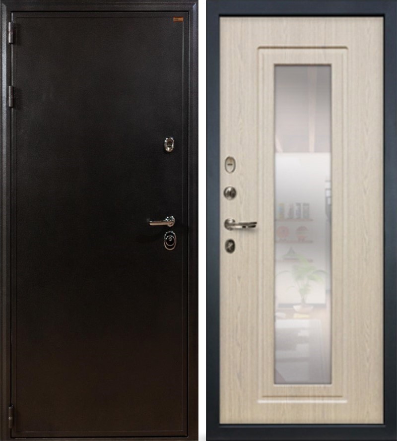 Изображение товара Входная дверь Lex Колизей 205x96см левый цвет дуб беленый 23/антик серебро с зеркалом