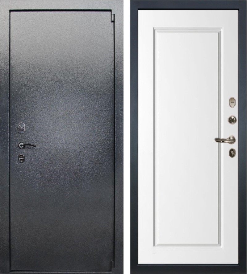 Изображение товара Входная дверь Lex Букле внутренняя панель №118 правый 205x96см шагрень белая/серый