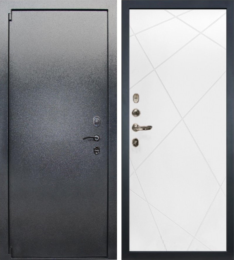 Изображение товара Входная дверь Lex Букле внутренняя панель №103 левый 205x96см шагрень белая/серый