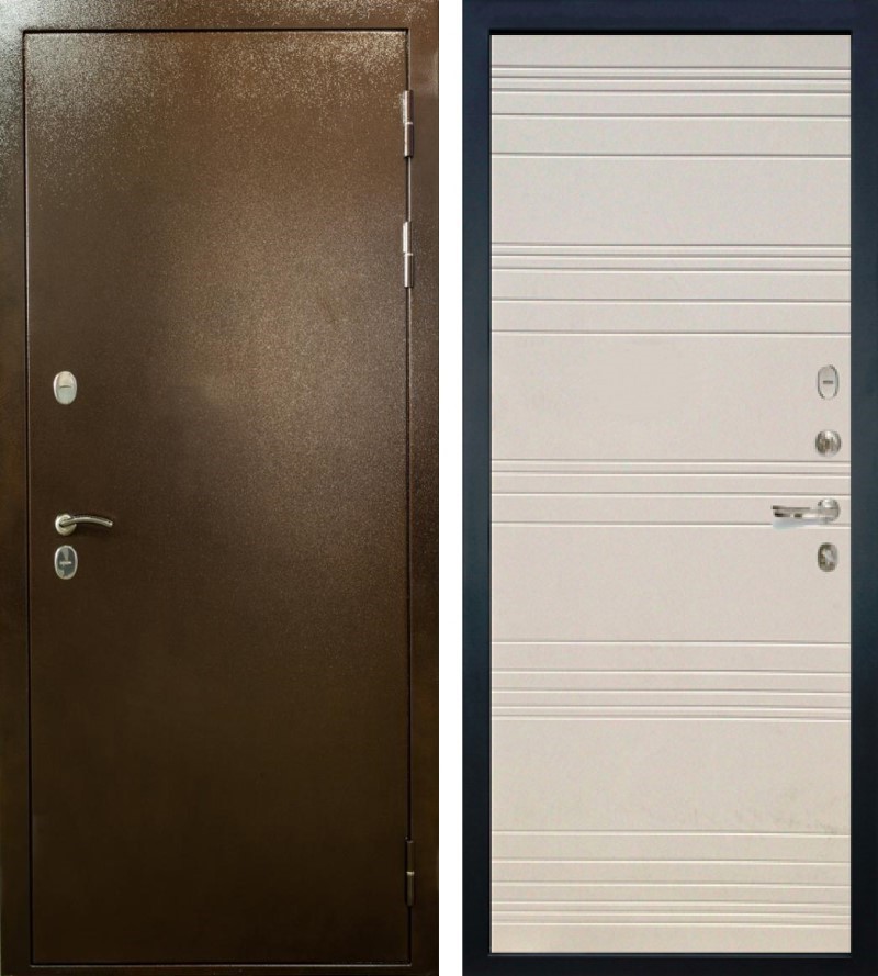 Изображение товара Входная дверь Lex Сибирь внутренняя панель №63 правый 205x88см дуб фактурный крем/антик медь