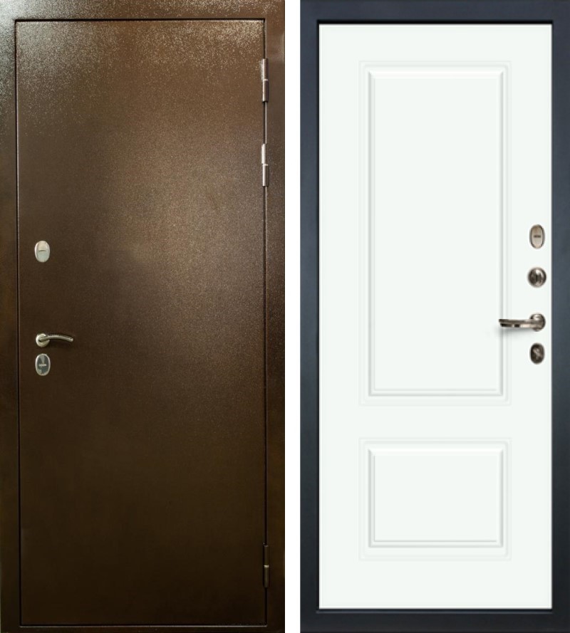 Изображение товара Входная дверь Lex Сибирь, 205x88 см, Антик медь/Софт Белый, 2 замка, 32 дБ