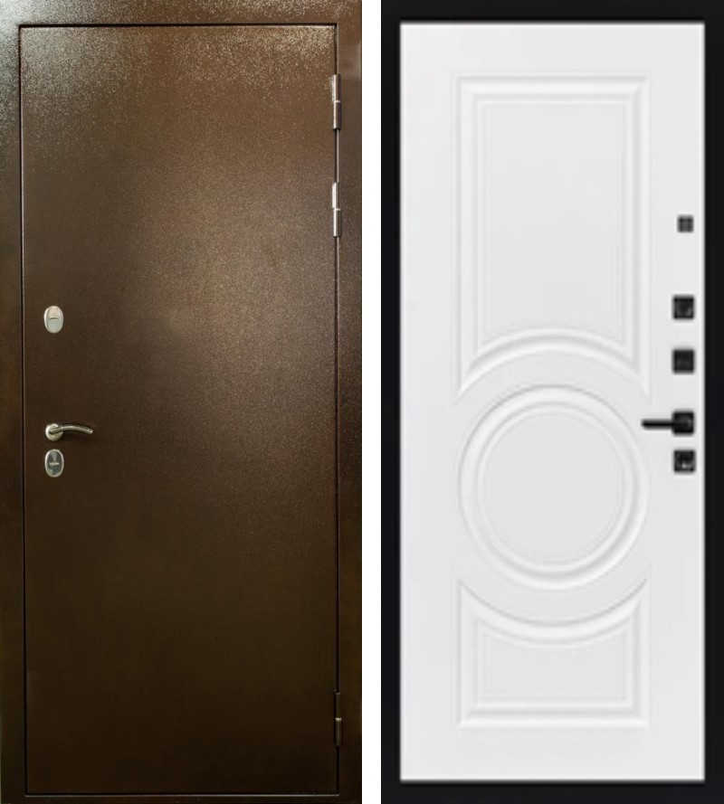 Изображение товара Входная дверь Lex Сибирь внутренняя панель №125 правый 205x88см шагрень белая/антик медь