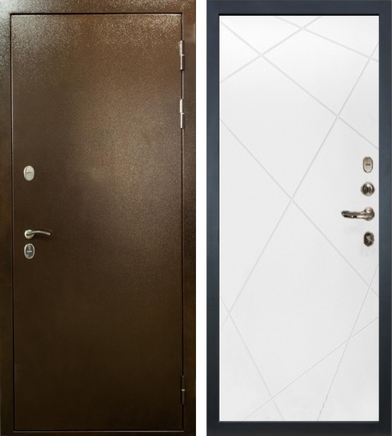 Изображение товара Входная дверь Lex Сибирь №103 правый 205x88 см белая/антик медь