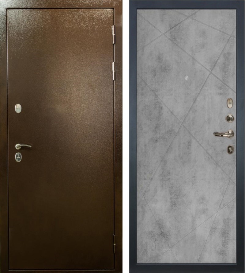 Изображение товара Входная дверь Lex Сибирь скрытая панель правый 205x96см бетон серый антик медь