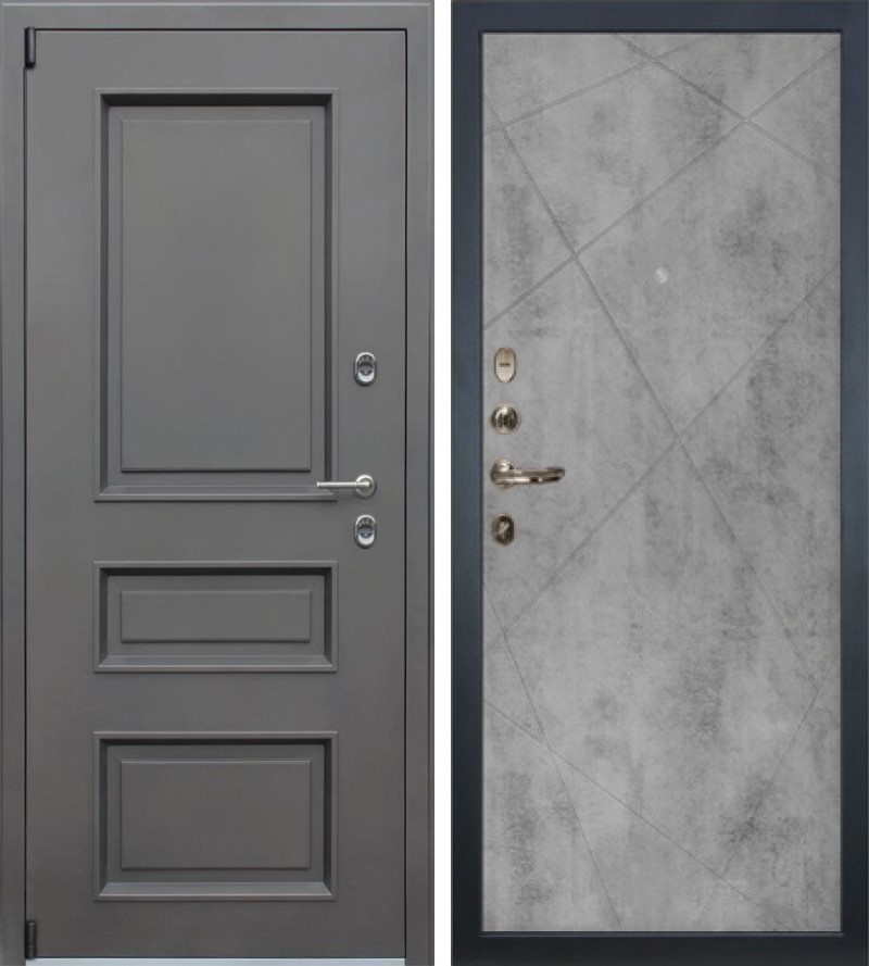 Изображение товара Входная дверь Lex Айсберг внутренняя панель №104 левый 205x88см бетон серый/муар коричневый