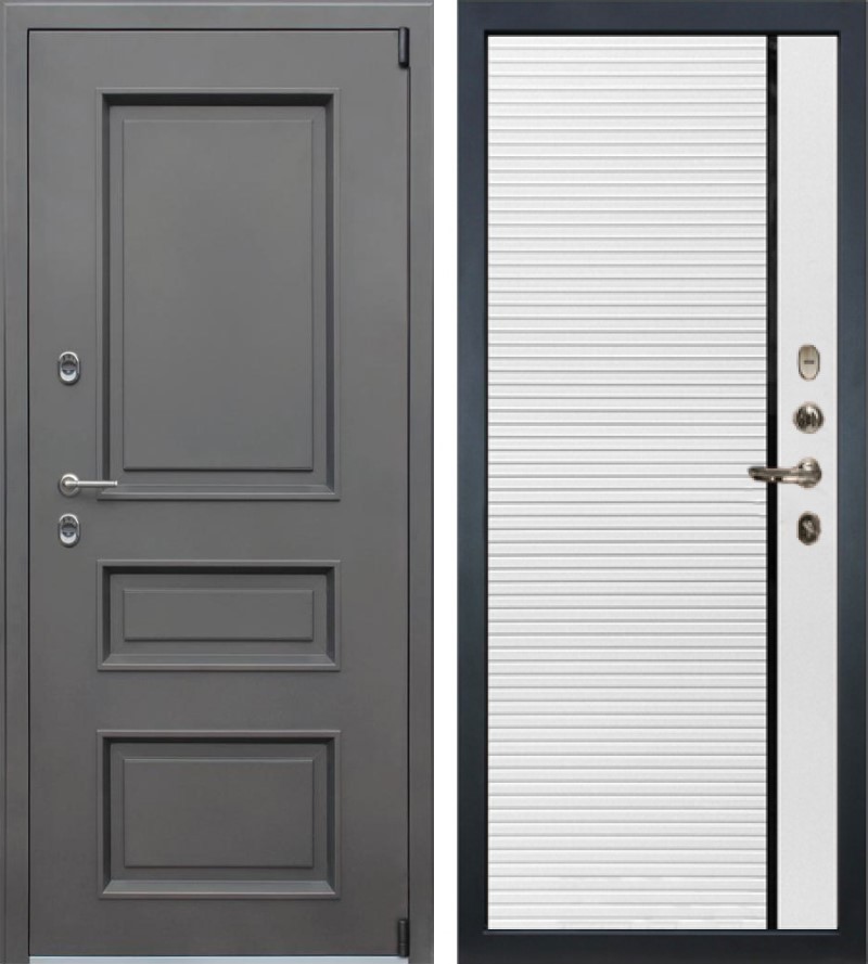 Изображение товара Входная дверь Lex Айсберг внутренняя панель №114 правый 205x96см шагрень белая/муар коричневый