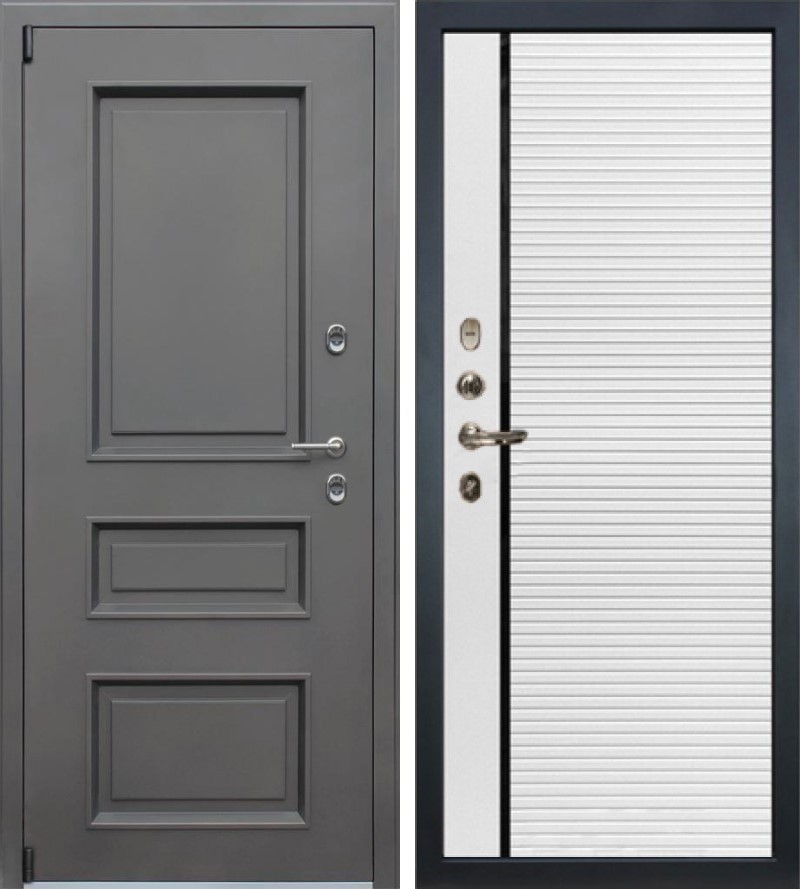 Изображение товара Входная дверь Lex Айсберг внутренняя панель №114 левый 205x96см шагрень белая/муар коричневый