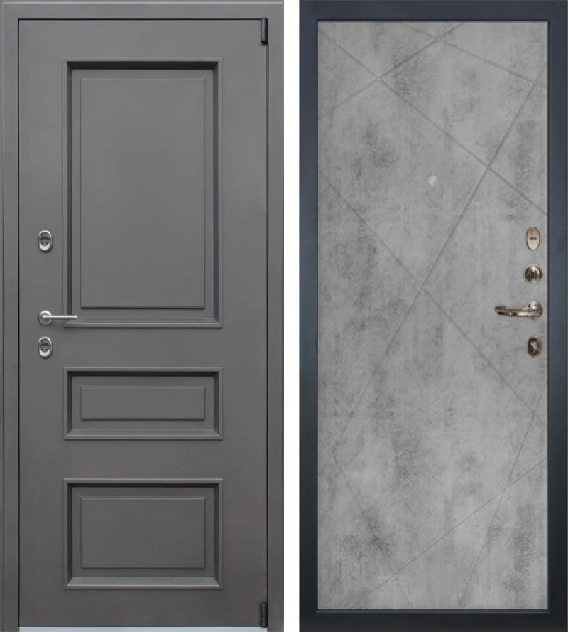 Изображение товара Входная дверь Lex Айсберг внутренняя панель №104 правый 205x88см бетон серый/муар коричневый