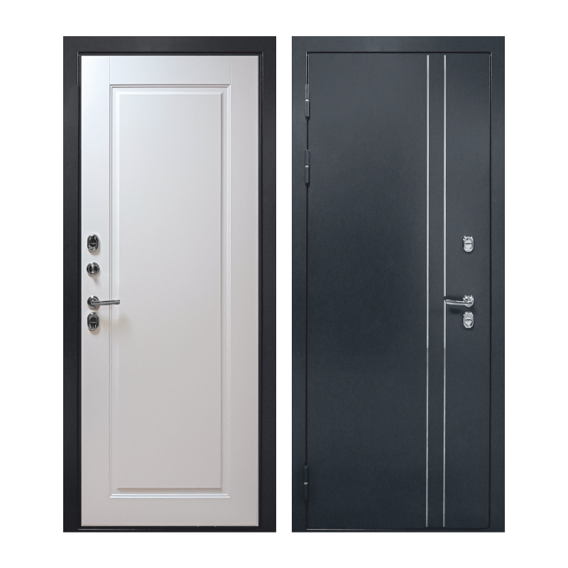 Изображение товара Входная дверь ВДК ДМ Термо Палермо левый 205x86см цвет букле тёмный/белый матовый