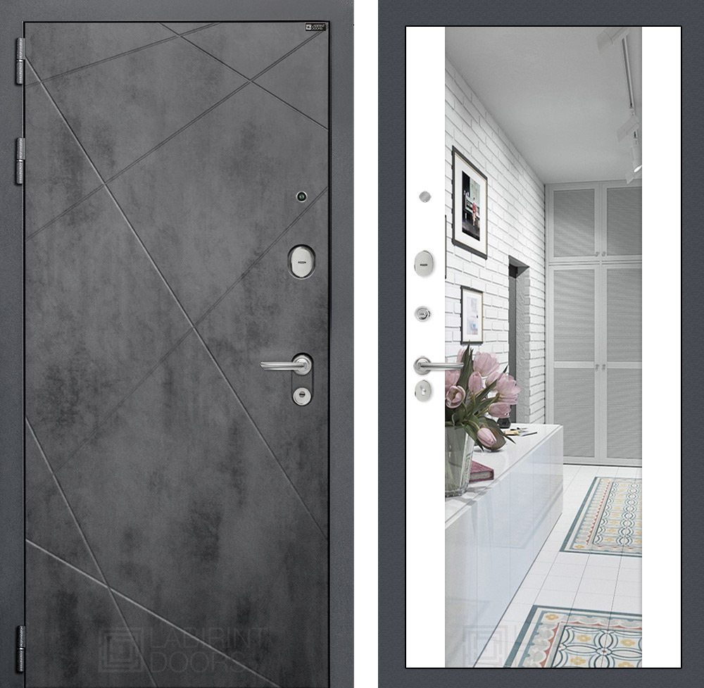 Изображение товара Входная дверь Лабиринт Лофт 205x88 см с зеркалом, утепленная металл