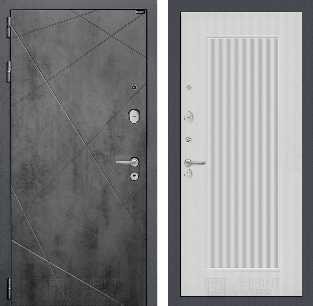 Изображение товара Входная дверь Лабиринт Лофт с панелью Амстрод левый 205x88см цвет бетон темный/белый софт рельеф