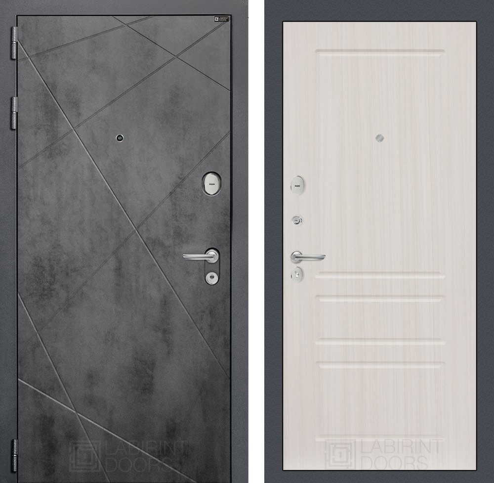 Изображение товара Входная дверь Лабиринт Лофт с панелью П03 левый 205x96см бетон темный белый