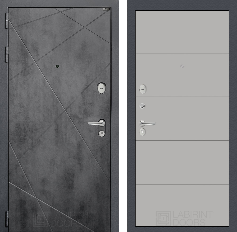 Изображение товара Входная дверь Лабиринт Лофт с панелью П13 левый 205x88см цвет бетон темный/грей софт