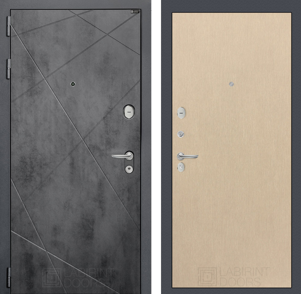 Изображение товара Входная дверь Лабиринт Лофт с панелью П05 левый 205x88см цвет бетон темный/венге светлый