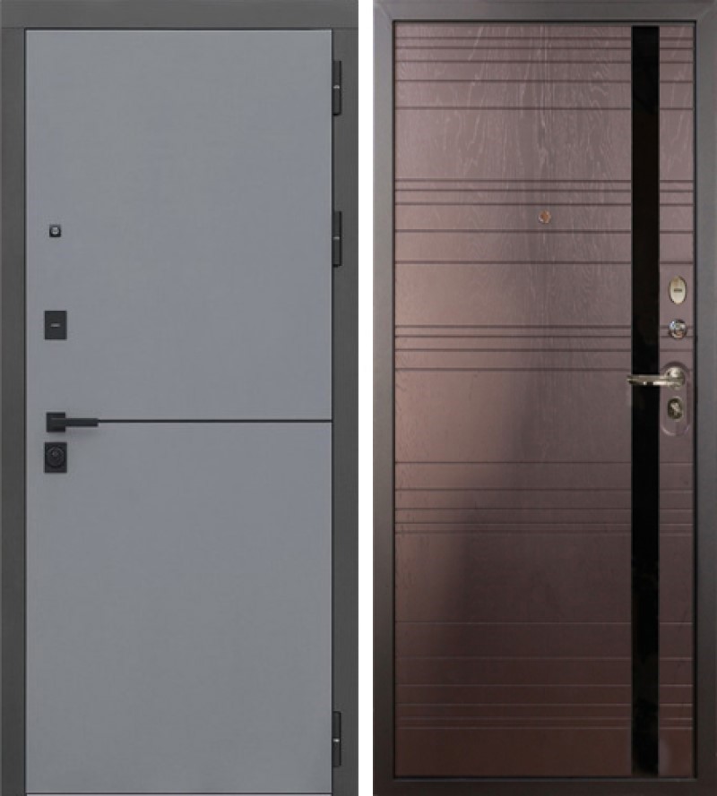 Изображение товара Входная дверь Lex Гранд Модерн 205x96см правый ясень шоколад и софт графит