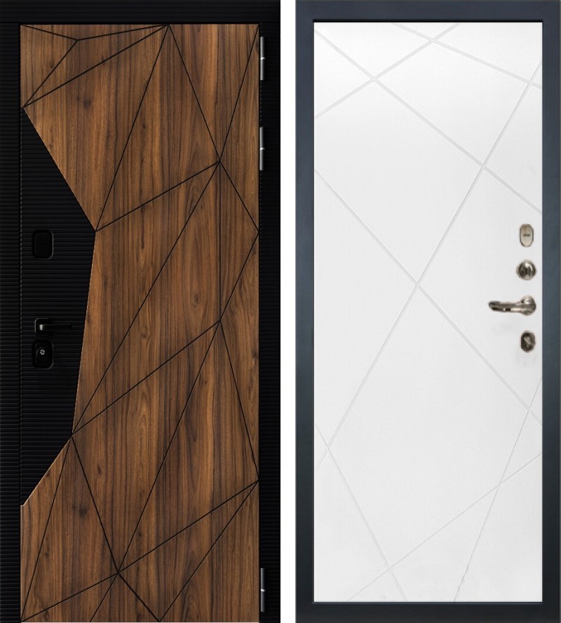 Изображение товара Входная дверь Lex Гранд Премьер 205x96см правый шагрень белая орех коньен-коньяк