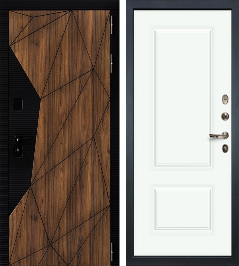 Изображение товара Входная дверь Lex Гранд Премьер 205x96см правый софт белый 55.1/орех коньен-коньяк