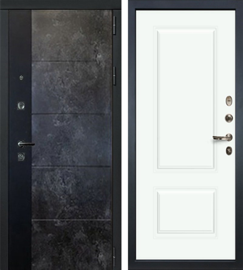 Изображение товара Входная дверь Lex Легион Грей Стоун 205x88см правый софт белый 55.1/грей стоун