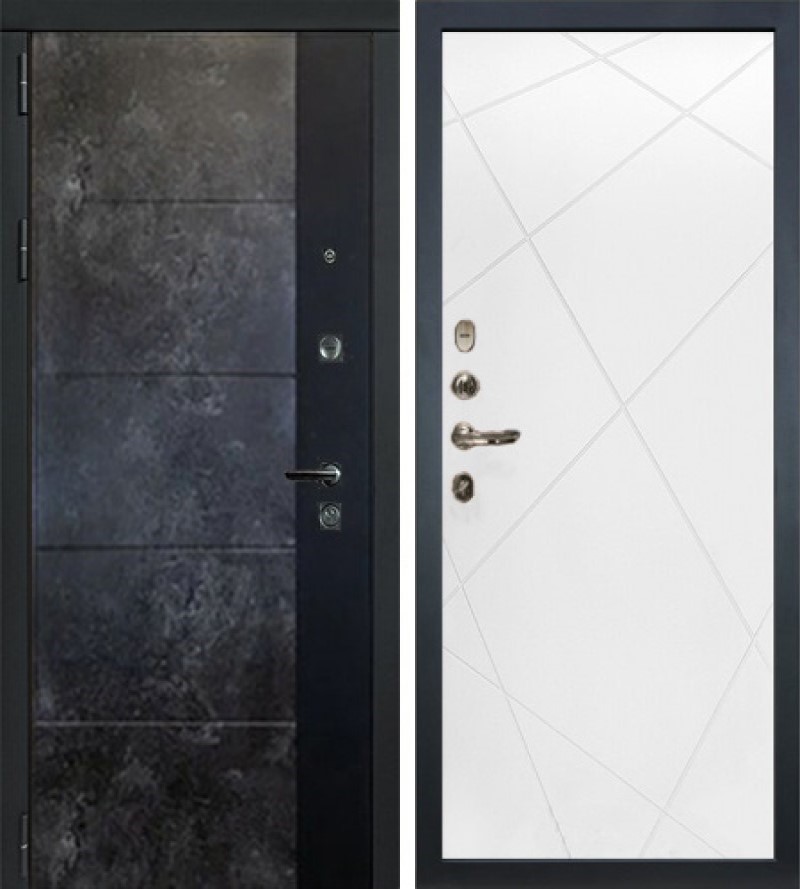 Изображение товара Входная дверь Lex Легион Грей Стоун 205x96см Левый шагрень Белая