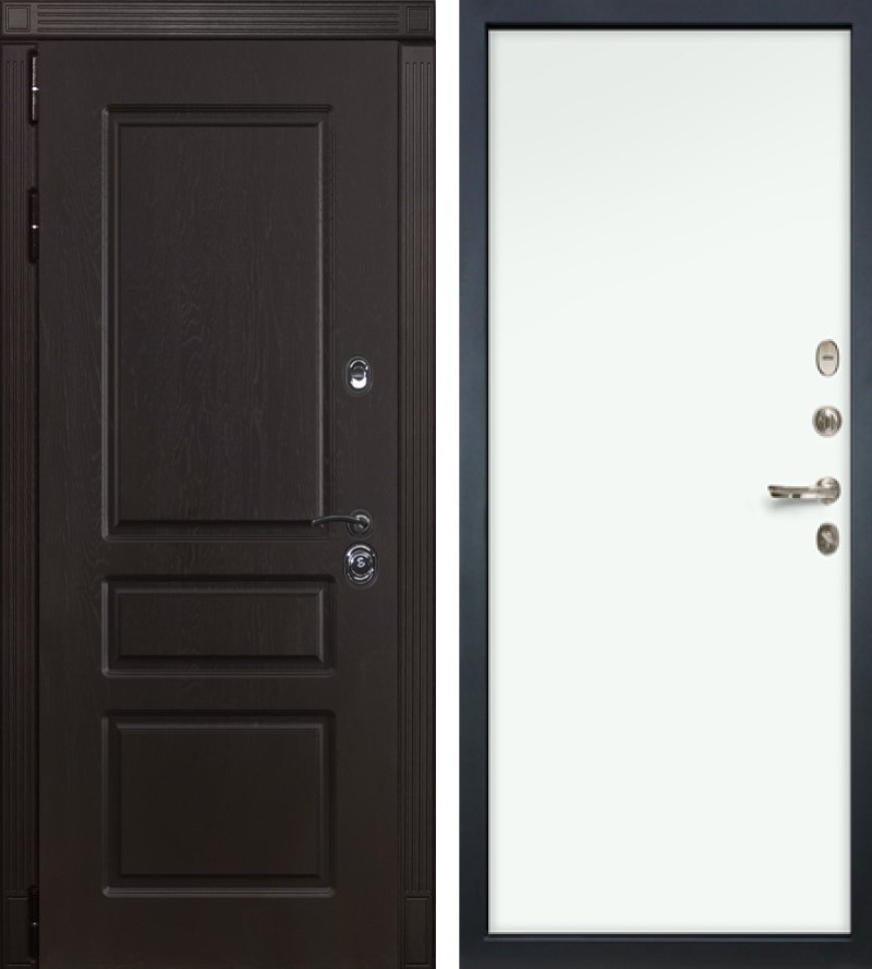 Изображение товара Входная дверь Lex Легион № 18 205x96см правый белый 59/ясень шоколад