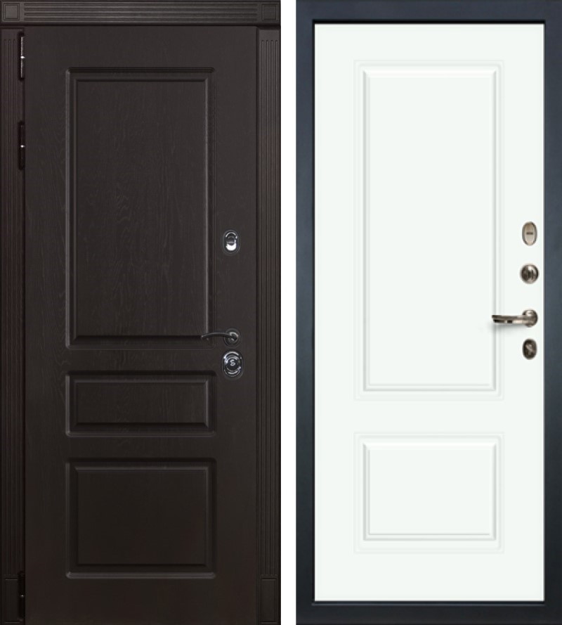 Изображение товара Входная дверь Lex Легион № 18 205x88см правый софт белый 55.1/ясень шоколад