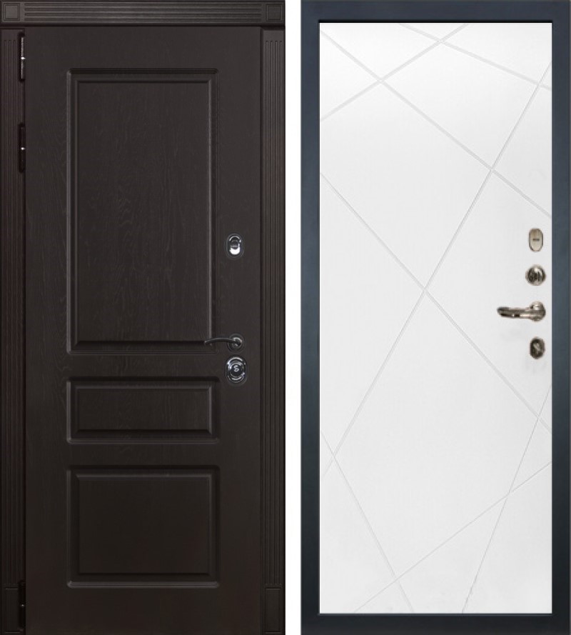 Изображение товара Входная дверь Lex Легион № 18 205x88см правый шагрень белая 103/ясень шоколад