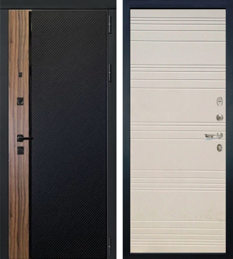 Изображение товара Входная дверь Lex Губернатор №33 205x96см правый дуб фактурный крем 63/черный кварц и орех коньяк