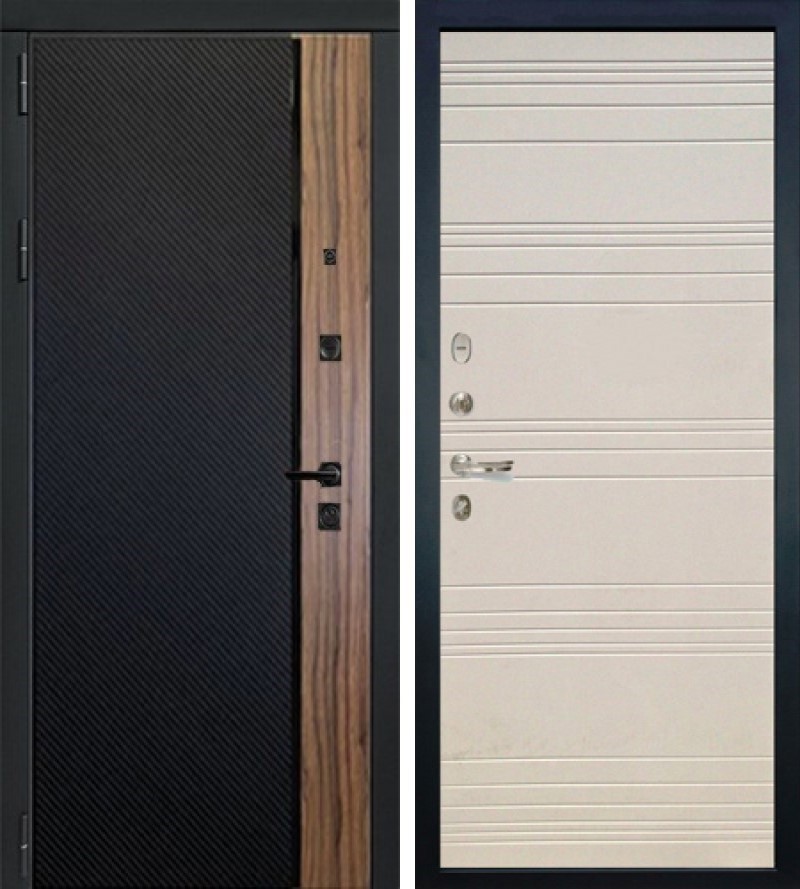 Изображение товара Входная дверь Lex Губернатор №33, 96x200 см, левый, дуб фактурный крем/черный кварц