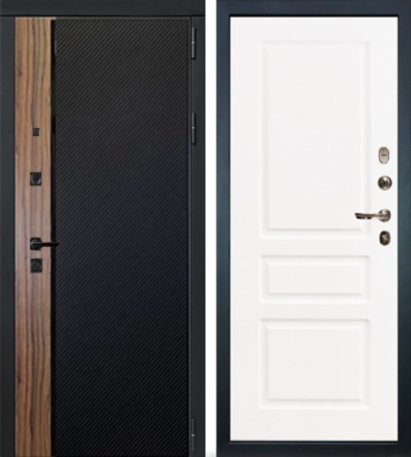 Изображение товара Входная дверь Lex Губернатор №33 205x96см правый софт белый 94/черный кварц и орех коньяк