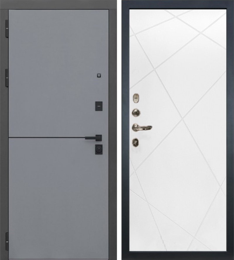 Изображение товара Входная дверь Lex Гранд Модерн 205x88см левый шагрень белая 103/софт графит