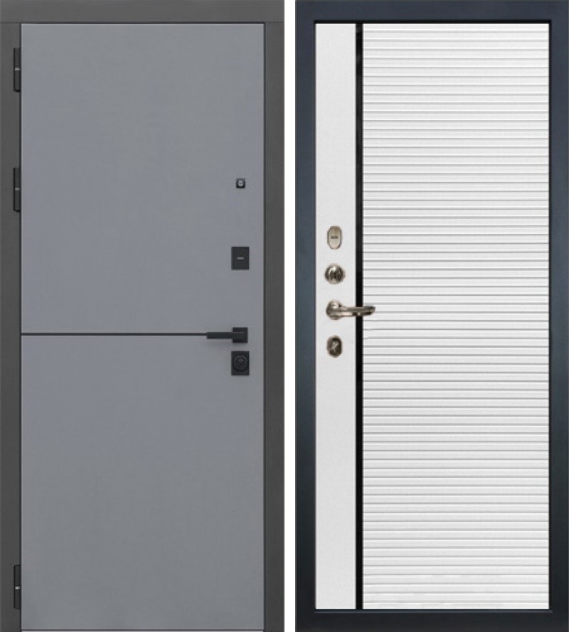 Изображение товара Входная дверь Lex Гранд Модерн 205x88 см левый шагрень белая софт графит