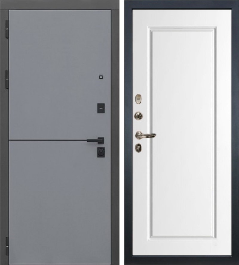 Изображение товара Входная дверь Lex Гранд Модерн 205x88см левый шагрень белая 118/софт графит